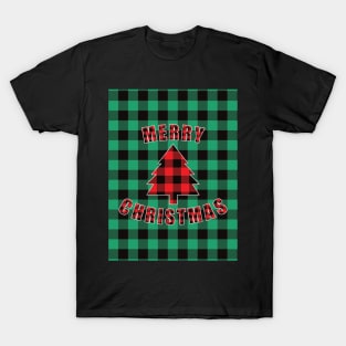 Merry Christmas Buffalo Plaids Christmas Tree T-Shirt